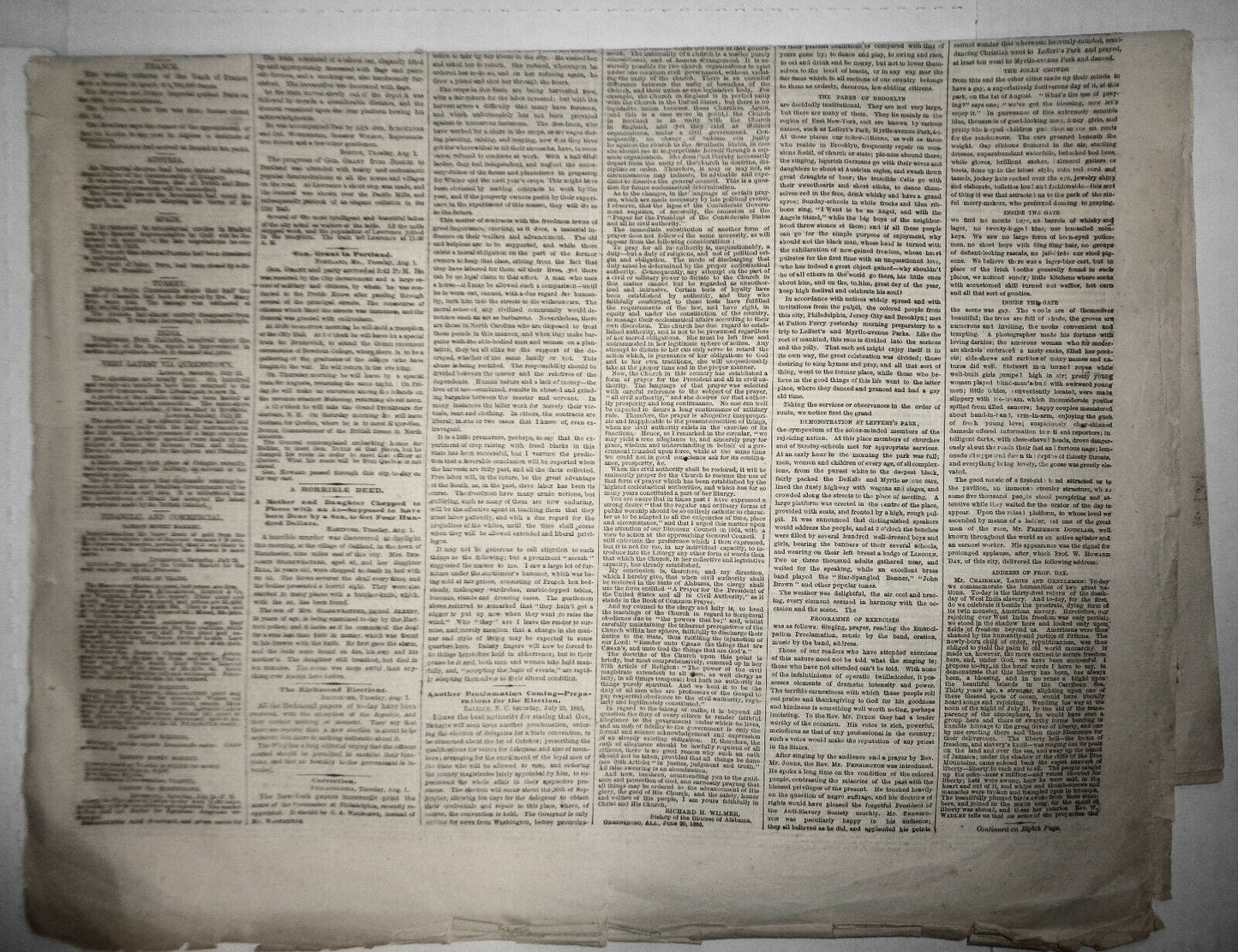 THE NEW YORK TIMES. AUG 2, 1865 - EMANCIPATION JUBILEE IN BROOKLYN; FREEDMEN ...