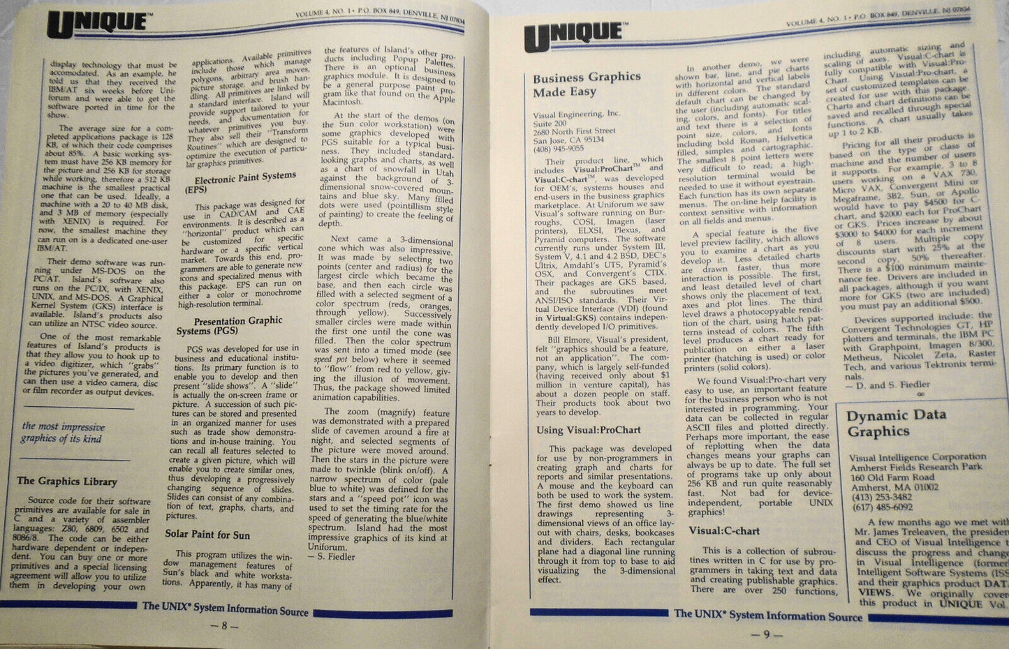 UNIQUE: The UNIX System Information Source,  Oct. 1985 - Graphics; AT&T  UNIX PC