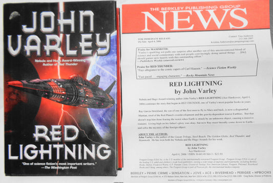 Red Lightning, by John Varley 2006  First Edition Review copy 1st Printing HC/DJ