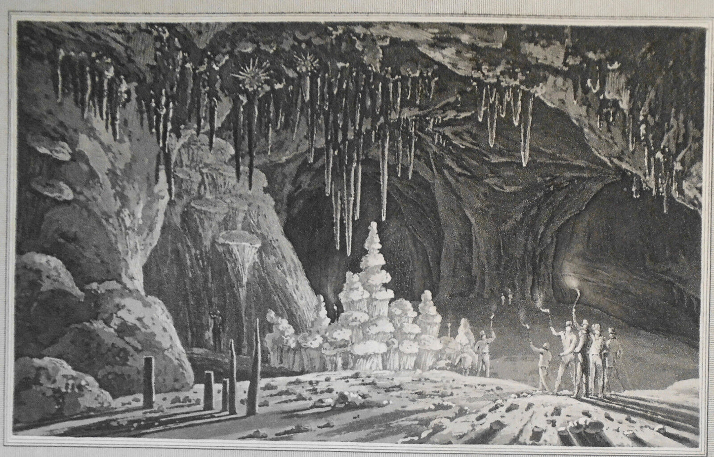 1807 Grotto of Antiparos, by William Daniell. Aquatint engraving.