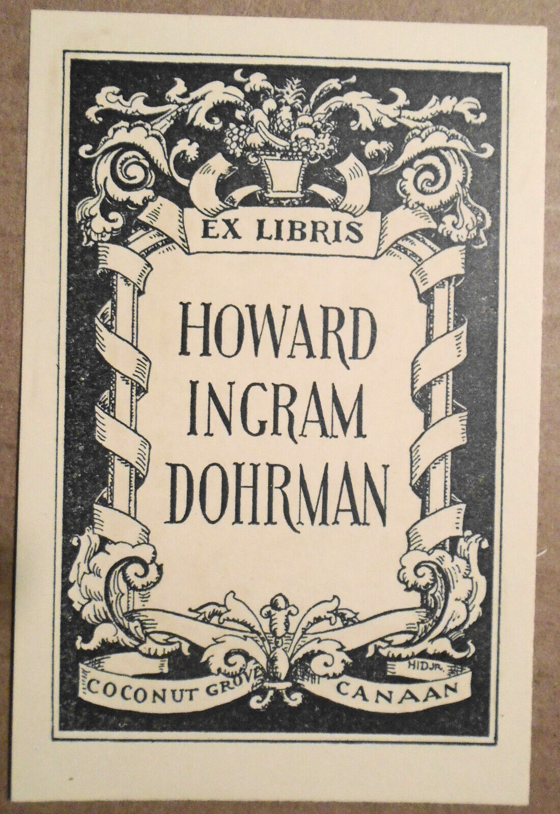 Howard Ingram Dohrman, Ex Libris Bookplate