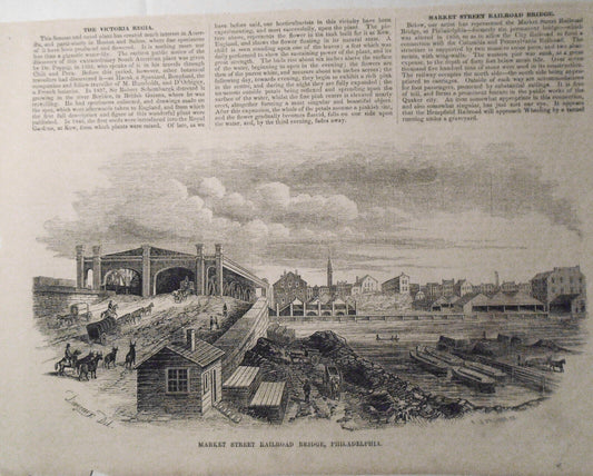 Market Street Railroad Bridge, Philadelphia  - Gleason's Pictorial, 1853
