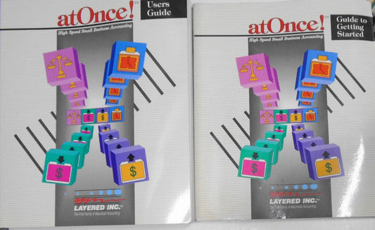 "At once!" accounting software, by Layered Inc - manuals only. 1989. Macintosh.