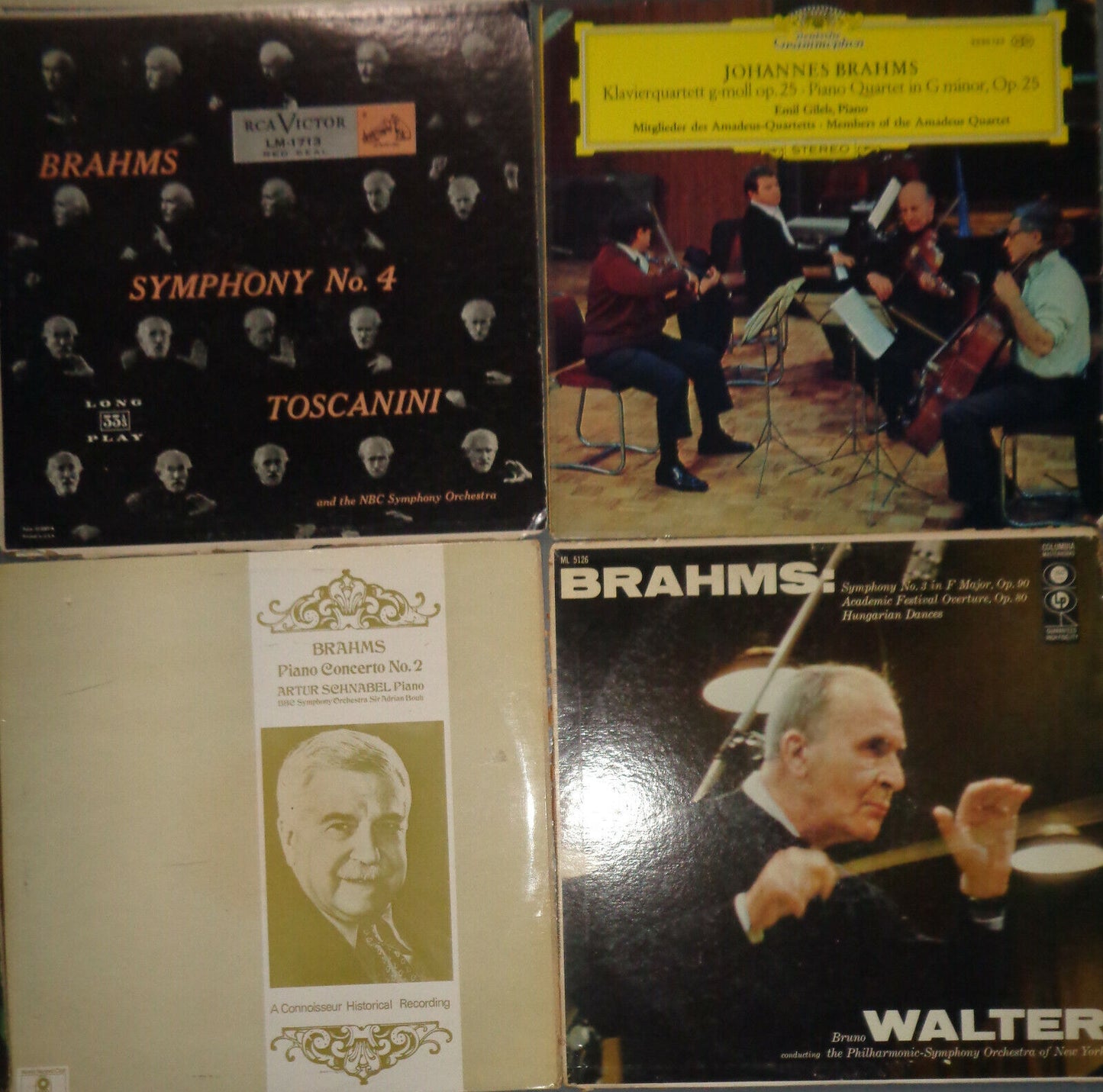 16 Brahms LPs lot - Rubinstein, Stern, Curzon, Fournier, Francescatti, Schnabel