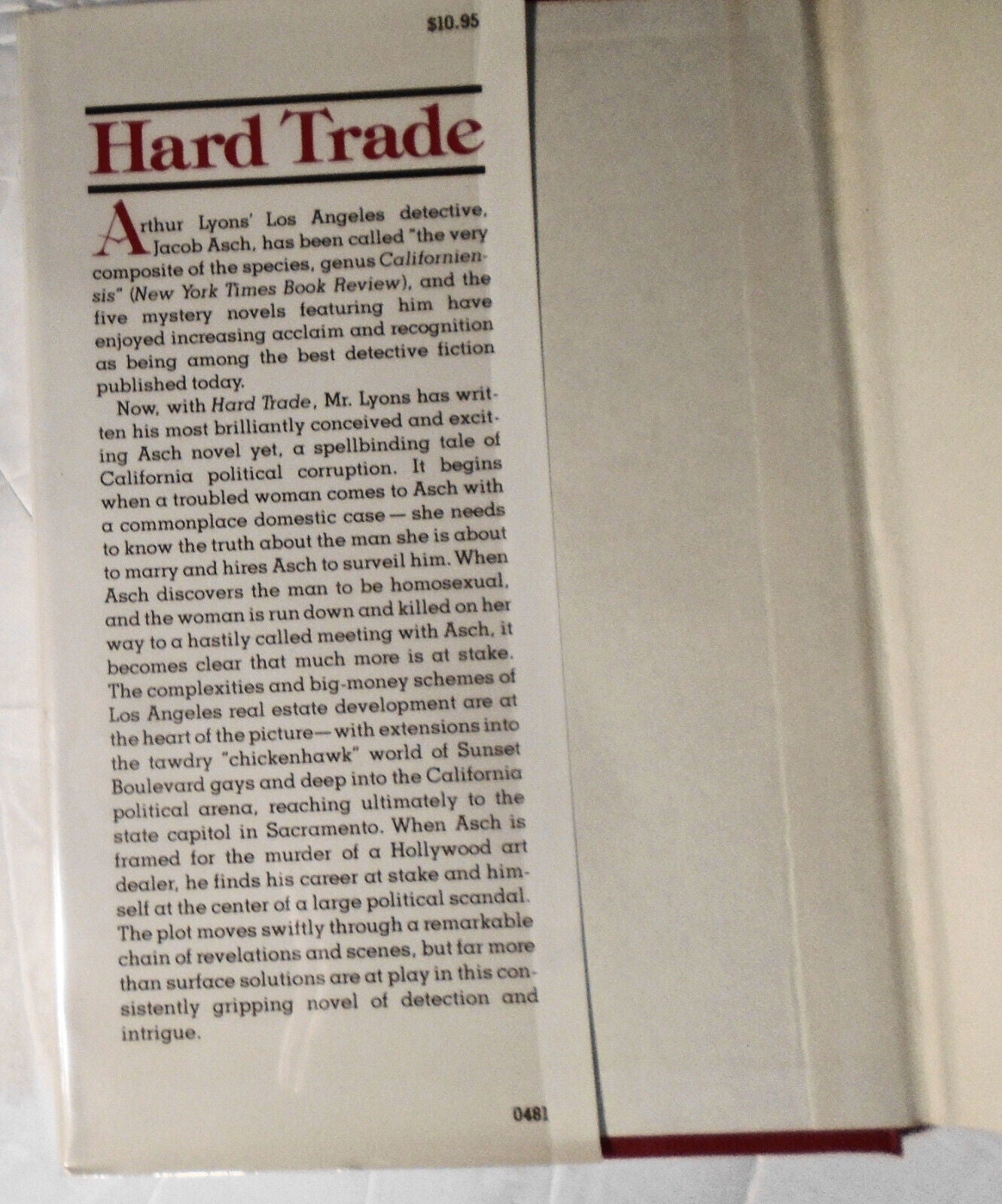 Arthur Lyons : Hard Trade - SIGNED First Edition, 1981. HC/DJ. First printing.