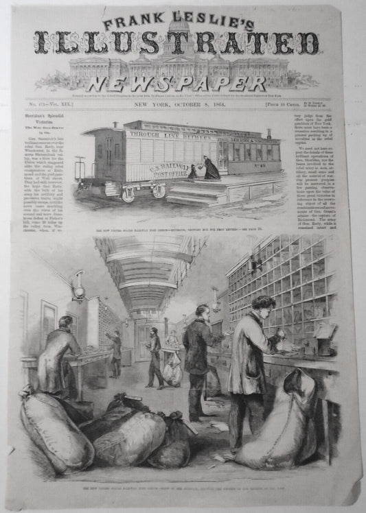 1864 New United States Railway Post Office Frank Leslie's Illustrated Newspaper