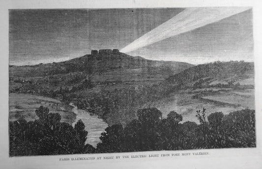 Paris Illuminated At Night By The Electric Light From Fort Mont Valerien -1871