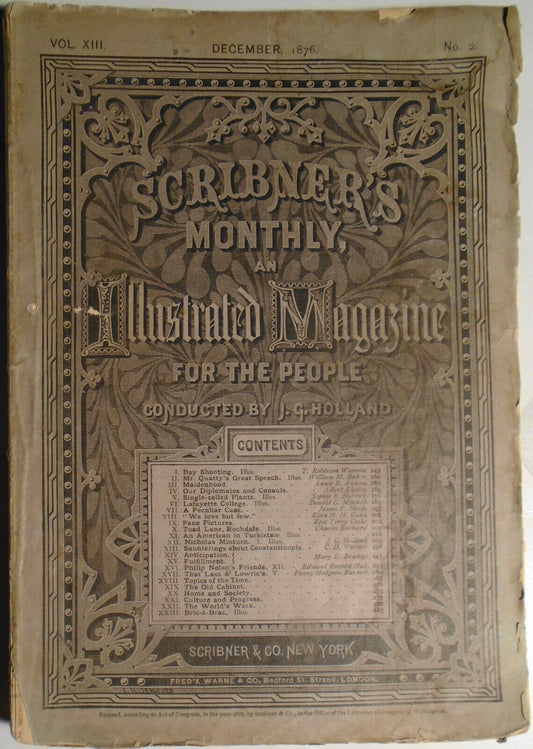 Scribner's Magazine December 1876 - Bay Shooting; Turkistan; Constantinople, etc