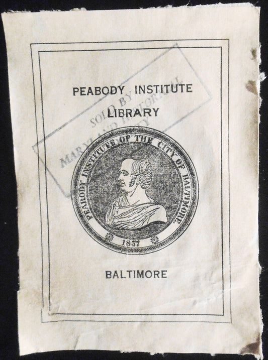 Peabody Institute Library, Baltimore, Maryland - Ex Libris Bookplate. [1857]