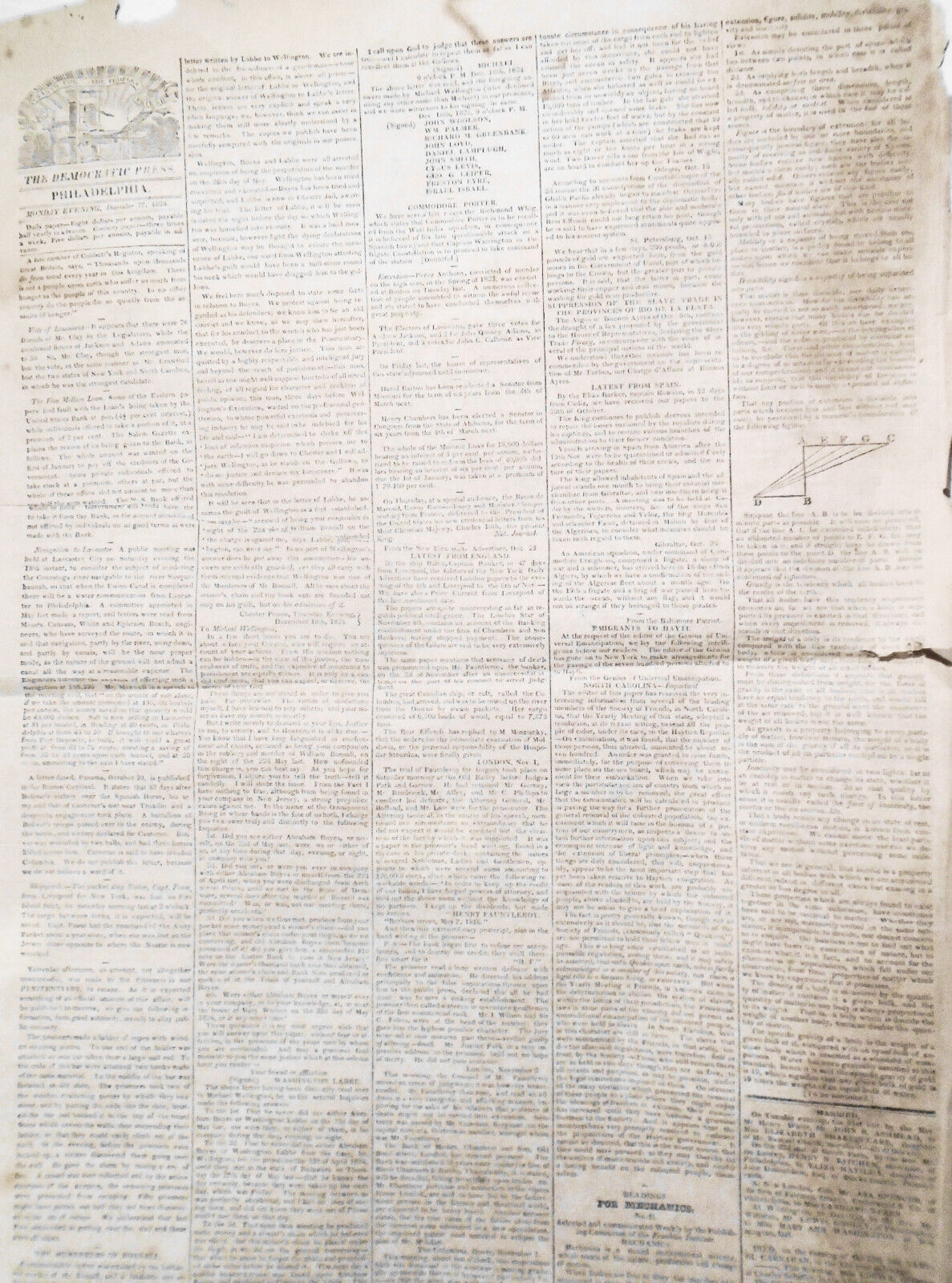 The Democratic Press Dec 27, 1824 - Emigrants to Haiti; Fauntleroy forgery trial