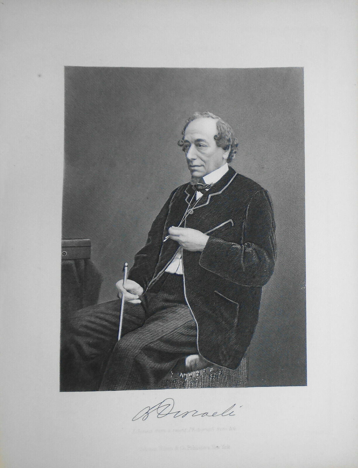 Benjamin Disraeli -- 1873 engraving  - Duyckinck Portrait Gallery