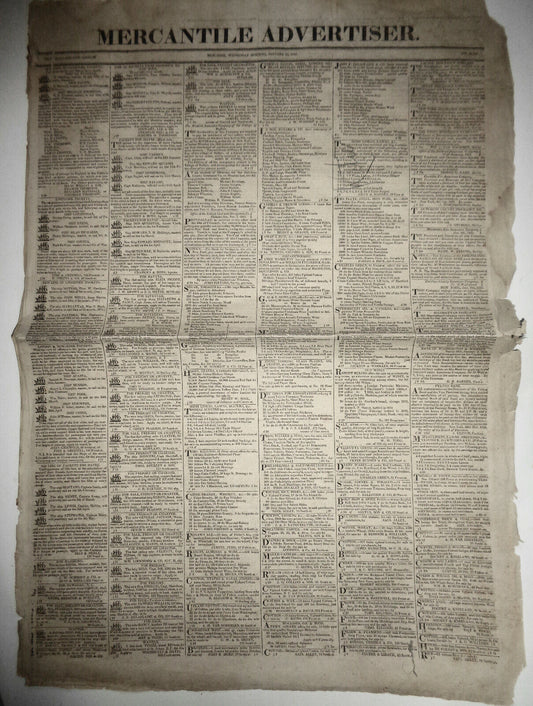 MERCANTILE ADVERTISER, January 12, 1825 - Governor DeWitt Clinton's copy
