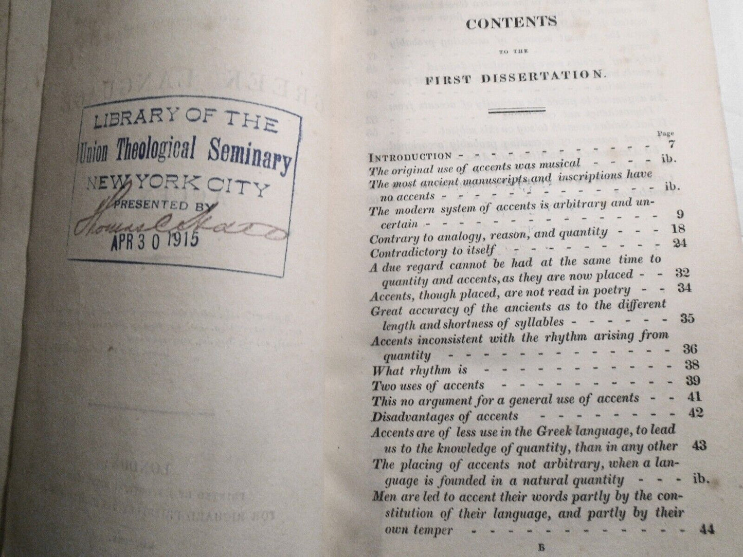 1820 A dissertation against pronouncing the Greek language according to accents