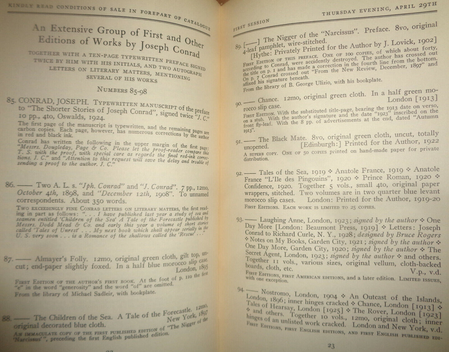 Library of the late Joseph J McCann -American Art Assoc Anderson Galleries 1937