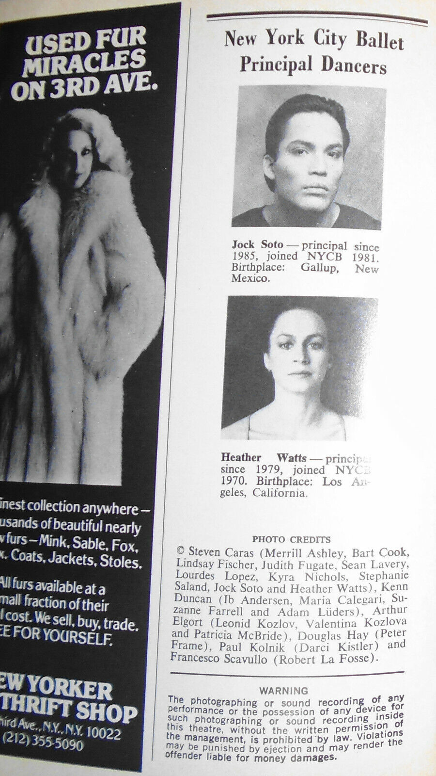 New York City Ballet - Playbill, June 8, 1989. Spring Gala : Glass Pieces / Afte