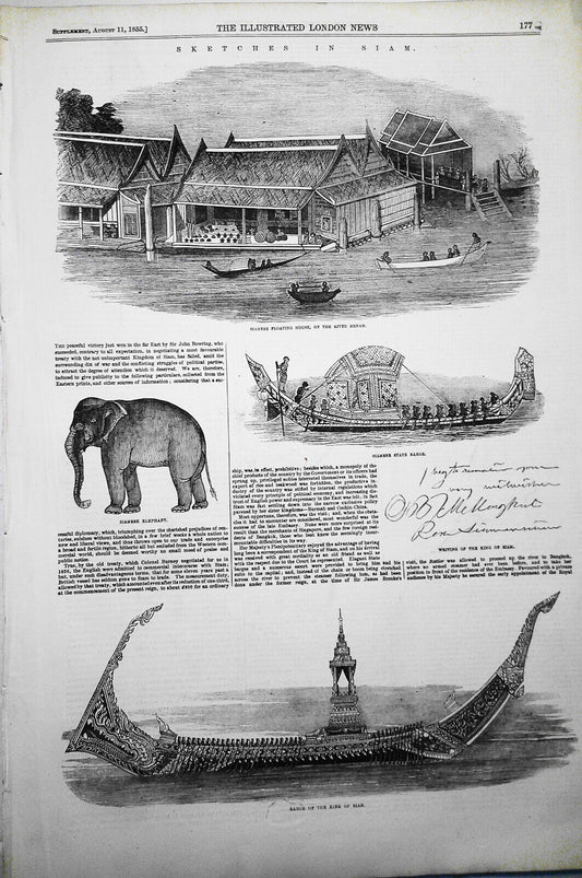 Sketches in Siam - from The llustrated London News, August 11, 1855.