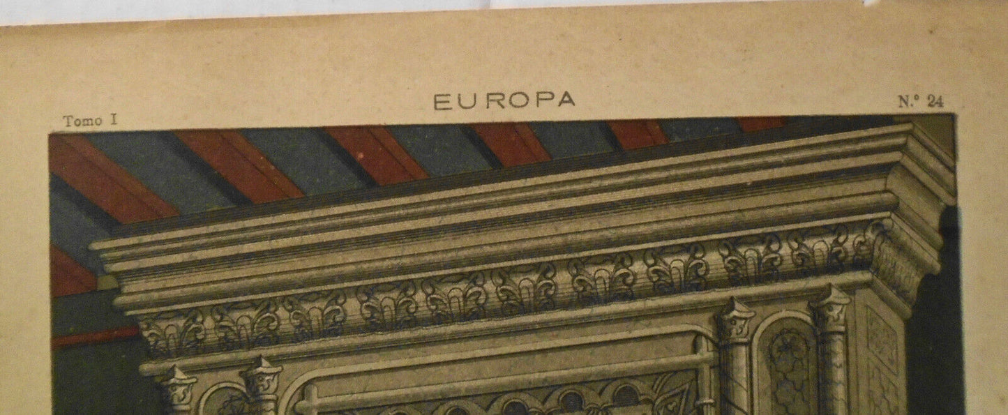 Europa: Chimenea en el castillo de Chaumont  - litho ca 1890, J. Aleu, Barcelona