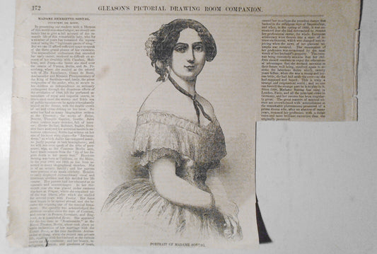 "Portrait Of Madame Sontag" - 1852 - Gleason's Pictorial, 1852.
