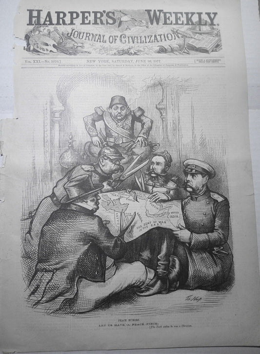 "Peace Rumors. Let Us Have (A) Peace (Piece)". By Thomas Nast. HW 1877  original