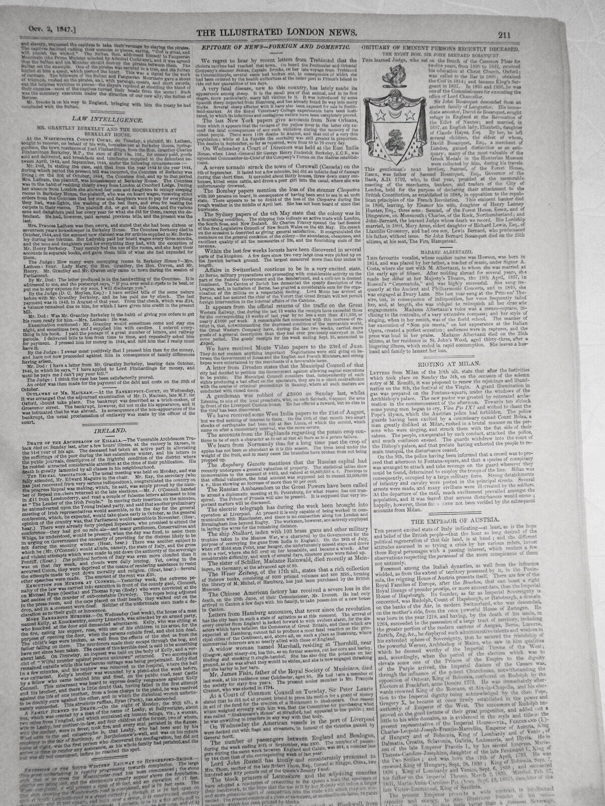 Illustrated London News, October 2, 1847 - Original complete issue