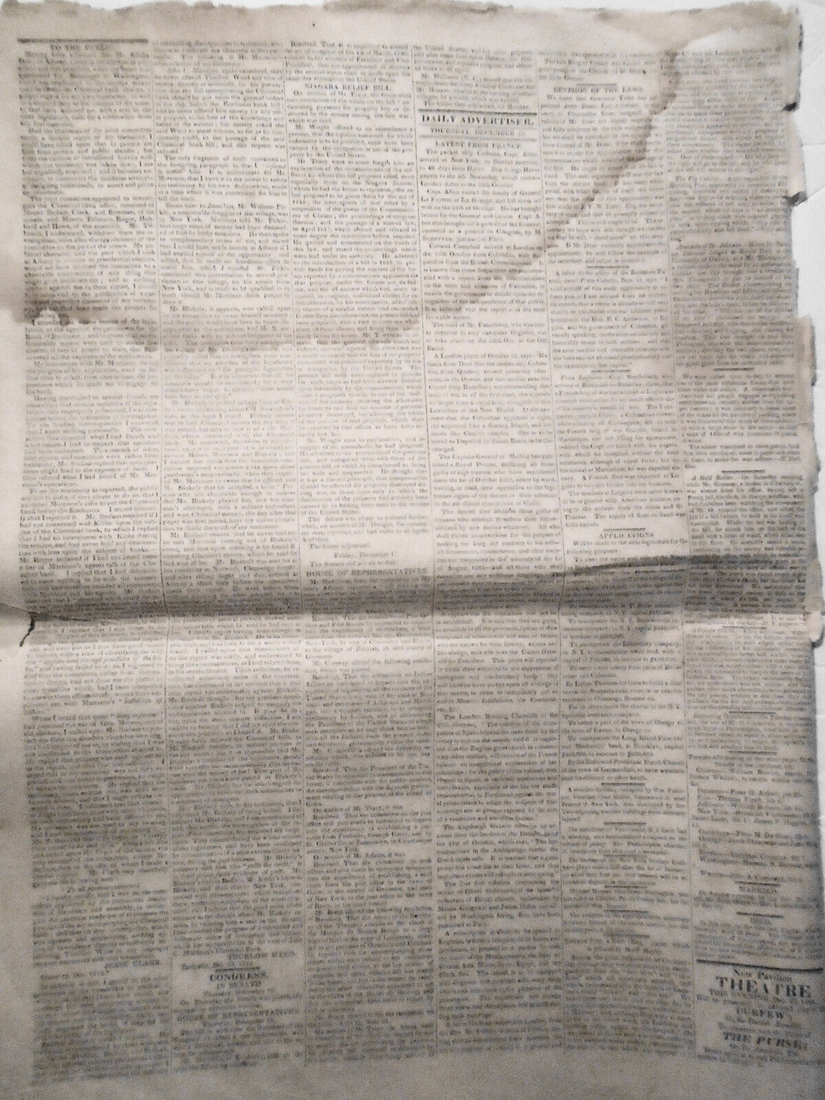 Albany Daily Advertiser, December 25, 1824 - Lafayette's family, "Female Othello