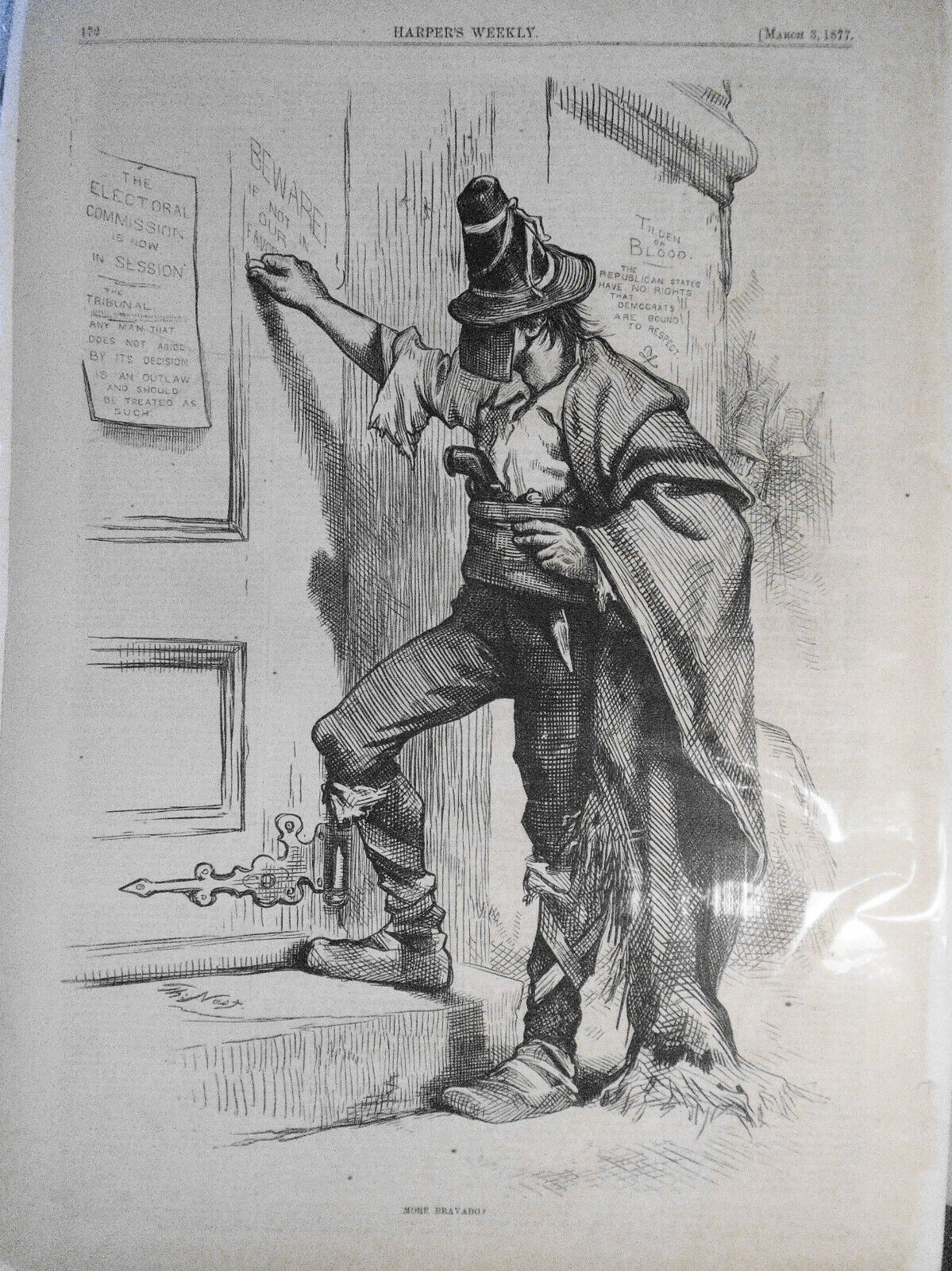 More bravado? By Thomas Nast. March 3, 1877 Harper's Weekly [Samuel Tilden]