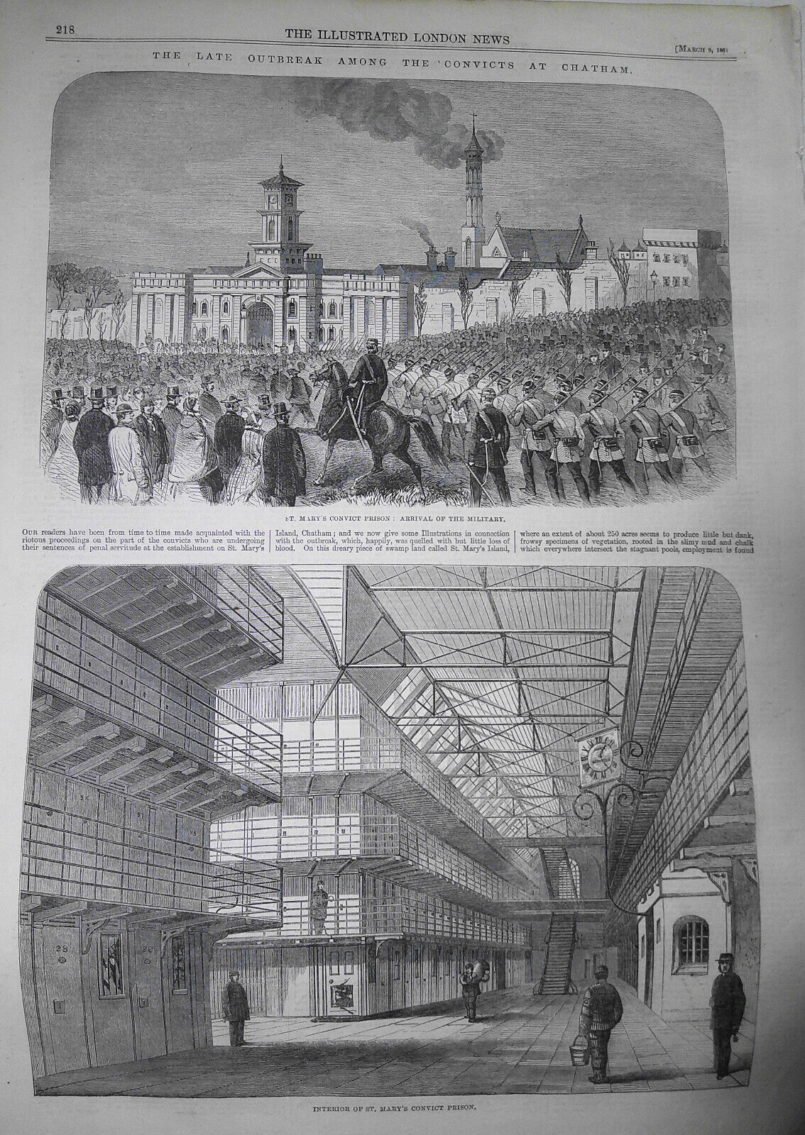 The Late Outbreak Among the Convicts at Chatham - Illustrated London News, 1861