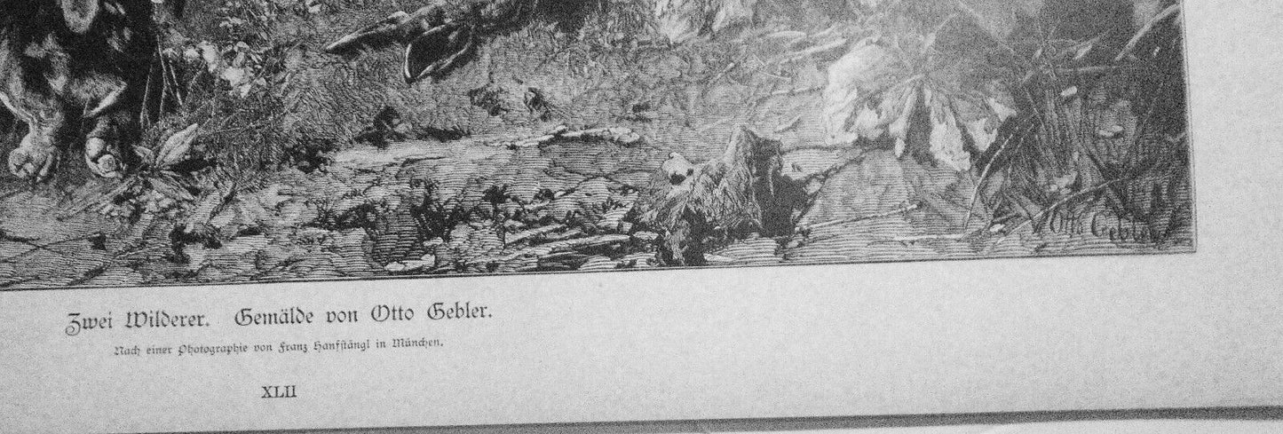 Zwei Wilderer - Gemalde von Otto Gebler  --  1884 original