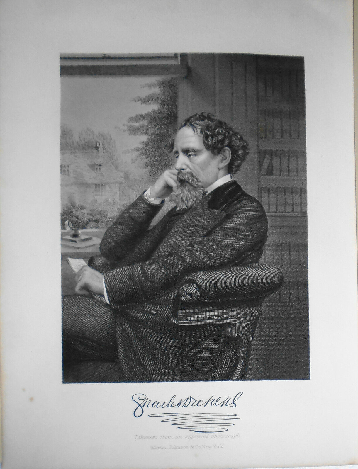 Charles Dickens - steel engraving - 1876 - Duyckinck Internationale Gallerie