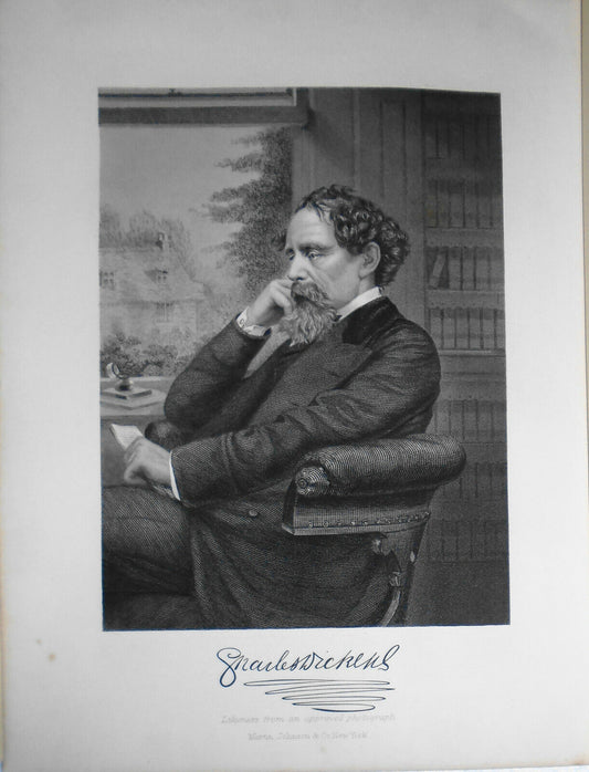 Charles Dickens - steel engraving - 1876 - Duyckinck Internationale Gallerie