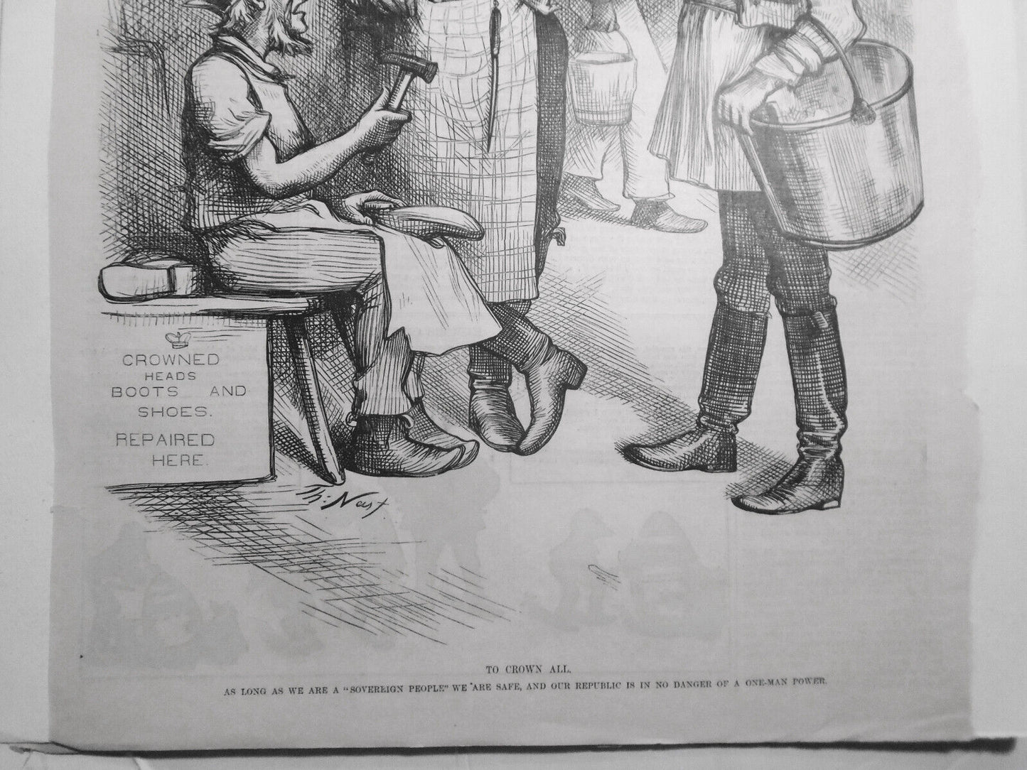 To Crown All, by Thomas Nast. Harper's Weekly, April 3, 1880. Original print