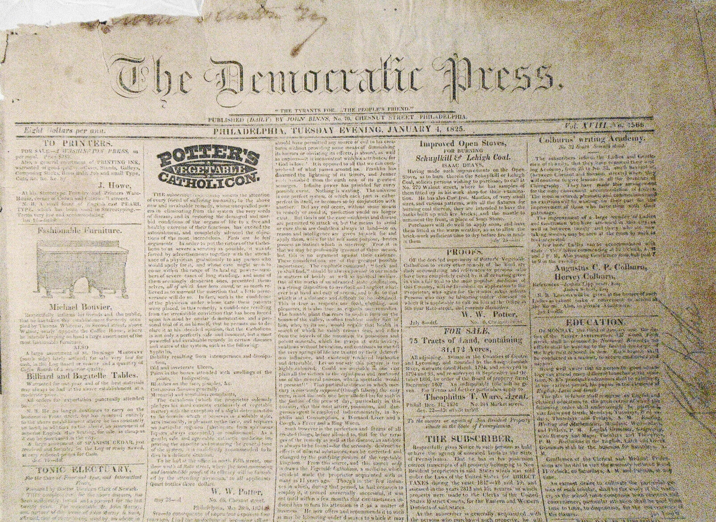 The Democratic Press, Philadelphia, January 4, 1825