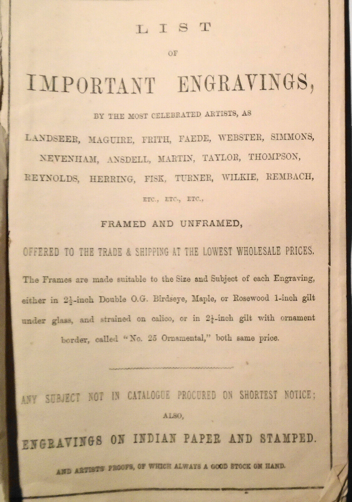 1870 Louis Harwitz, Publisher of Engravings & Lithographs - 2 Catalogs & Prices