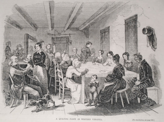 A Quilting Party In Western Virginia  - Gleason's 1850's