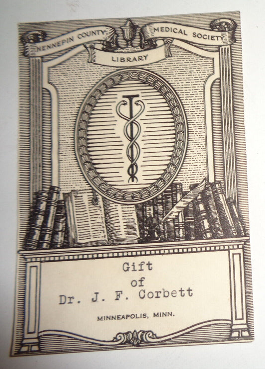 Hennepin County Medical Society Library - Ex Libris Bookplate - circa 1909