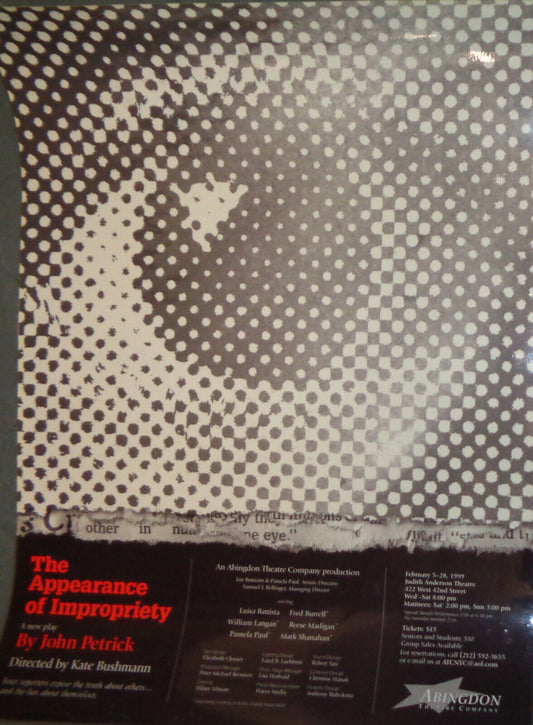 The Appearance Of Impropriety Poster, Judith Anderson Theatre 1999 Abingdon