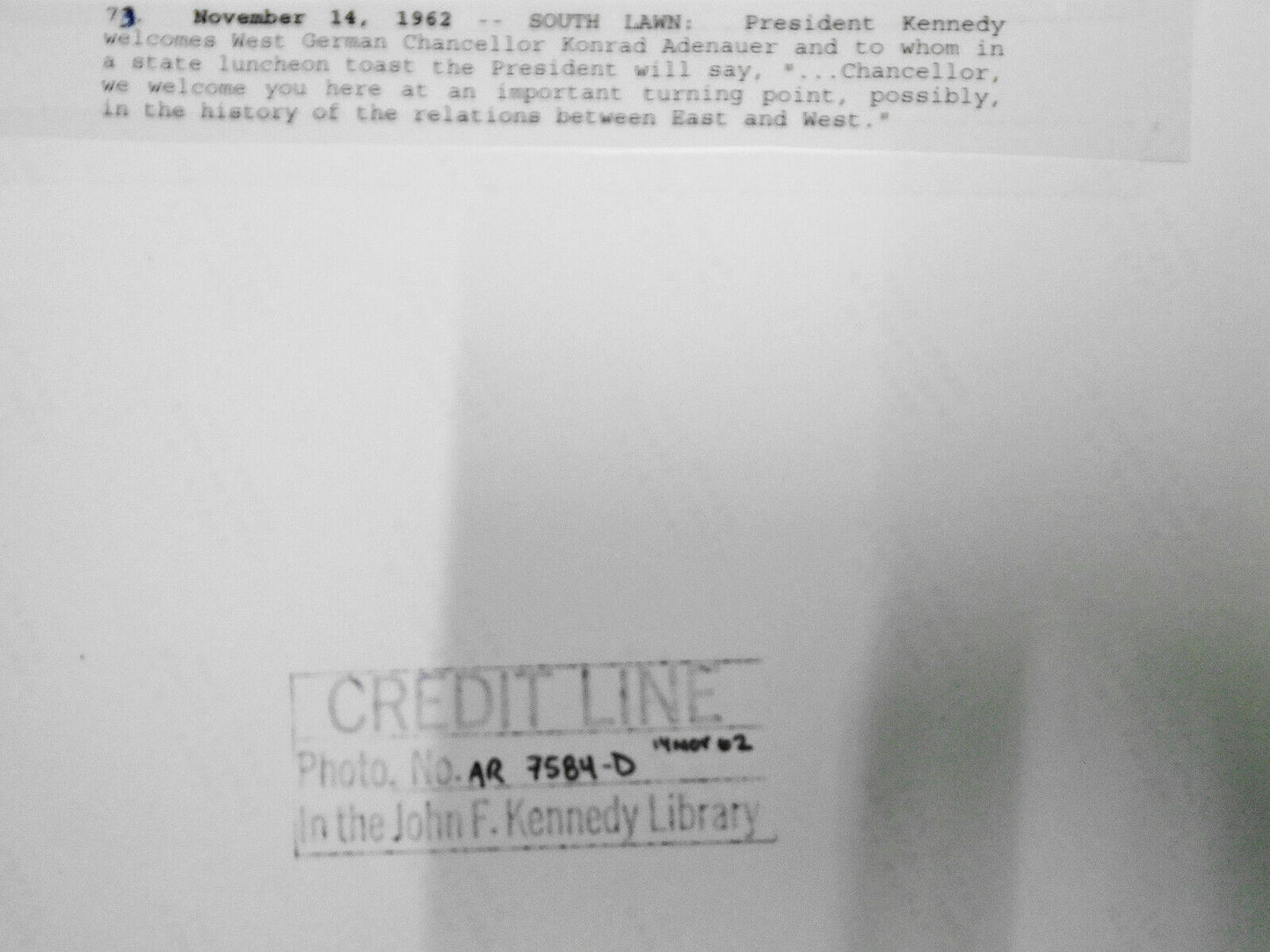 1962 President Kennedy welcomes Chancellor Adenauer, "father of the new Germany"