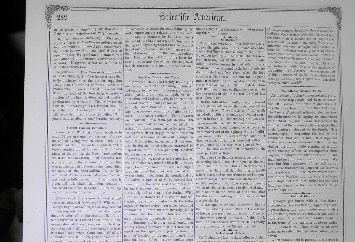 Scientific American, March 22, 1856. Measuring falling water; smoking cigars etc