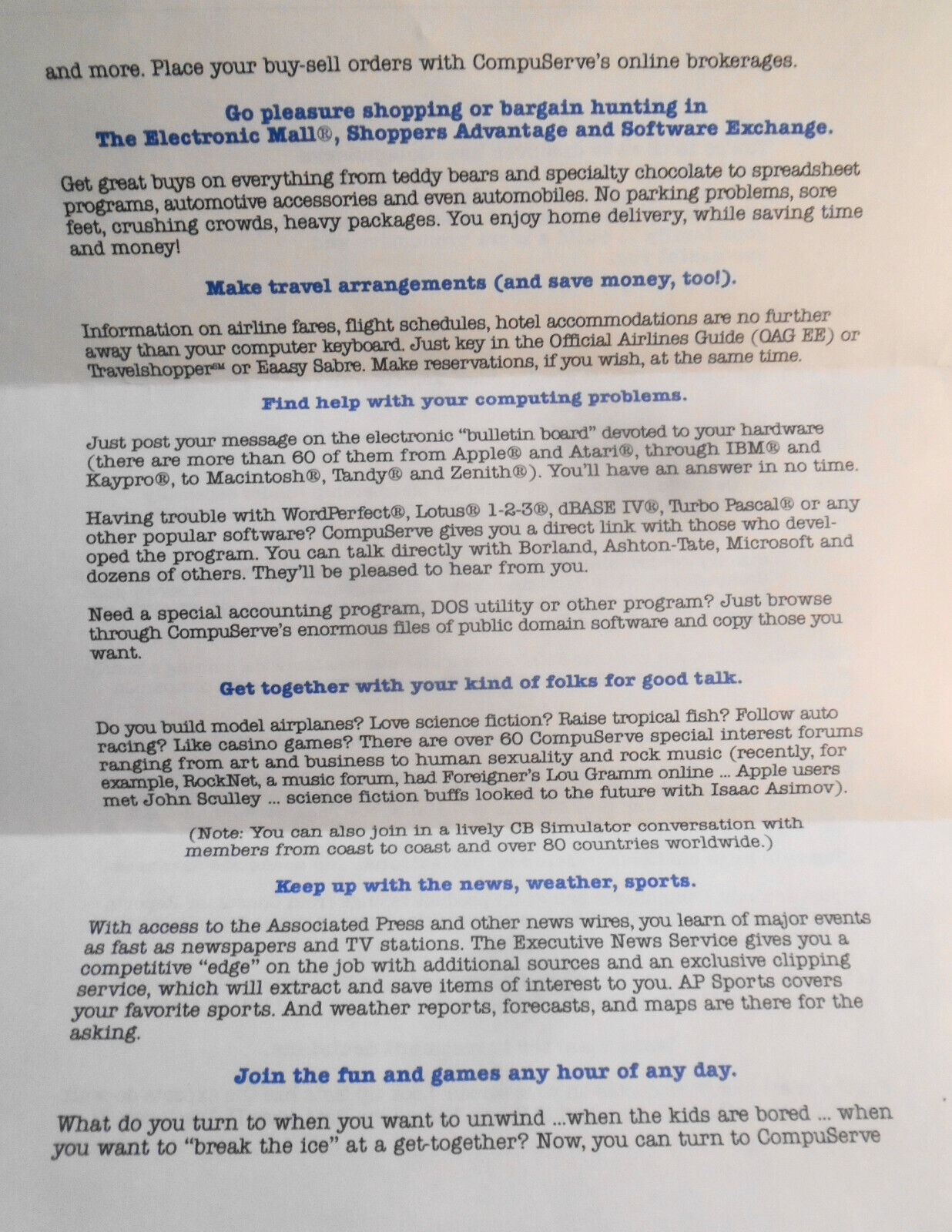 Compuserve Membership invitation letter [1988]