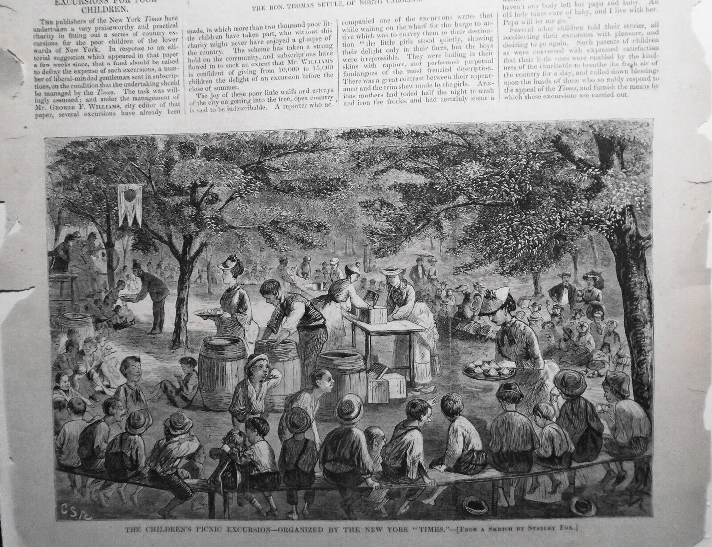 The Children's Picnic Excursion - Organized By The New York "Times" - 1872 HW