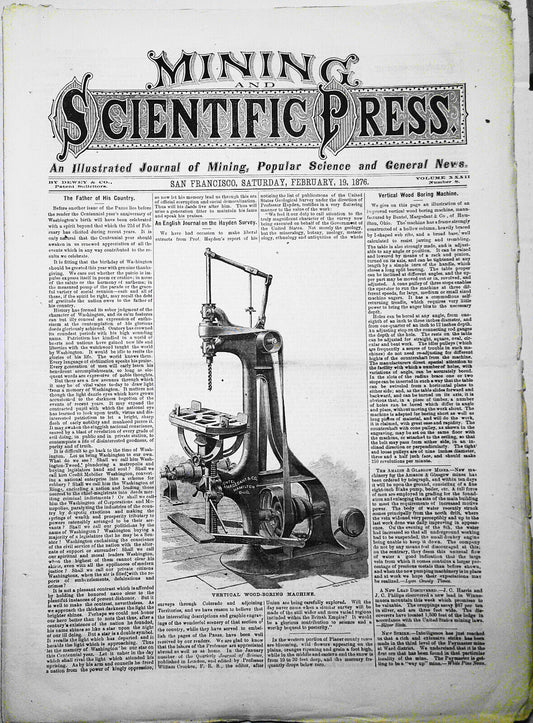 Mining and Scientific Press Feb 19, 1876. Yellowstone Falls; Pedestrian Training