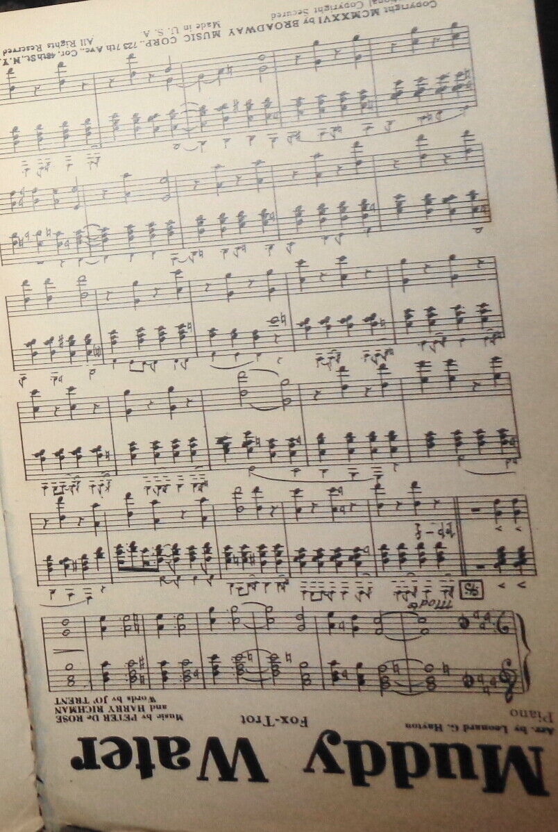 MUDDY WATER - A MISSISSIPPI MOAN, BY PETER DE ROSE, 1926, FOR ORCHESTRA