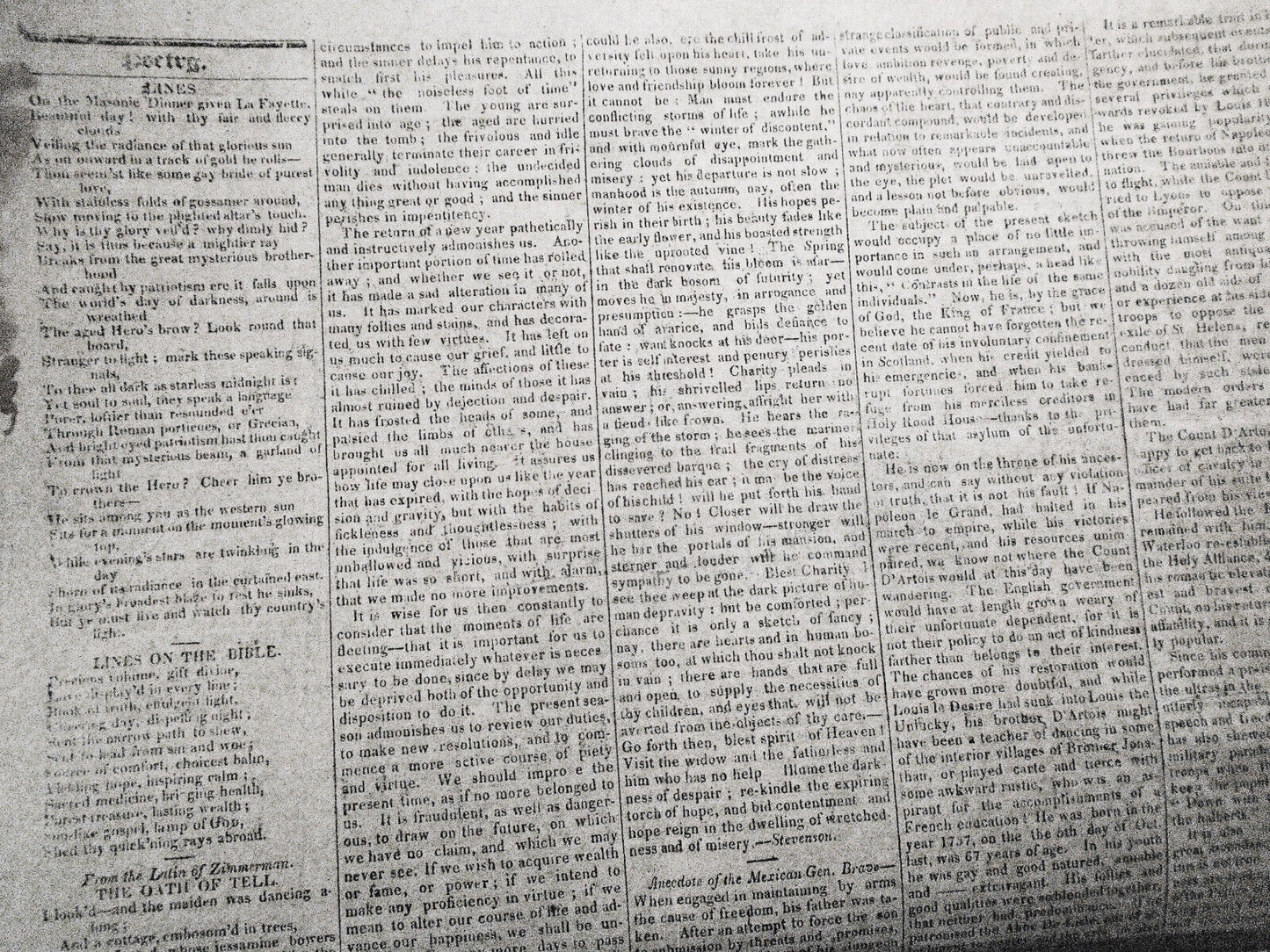 People's Advocate, January 5, 1825 - Kingston (N.Y.) - Gov DeWitt Clinton's copy