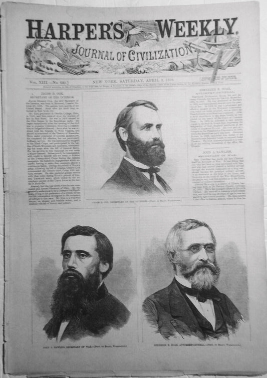 Harper's Weekly April 3, 1869: Grant cabinet; Sing Sing riot; Fulton Fish Market