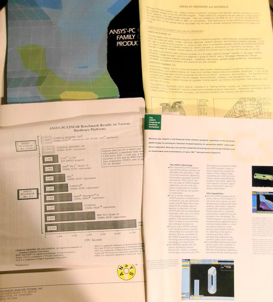 ANYSYS-PC Finite Element Analysis software Promo literature folder 1989.