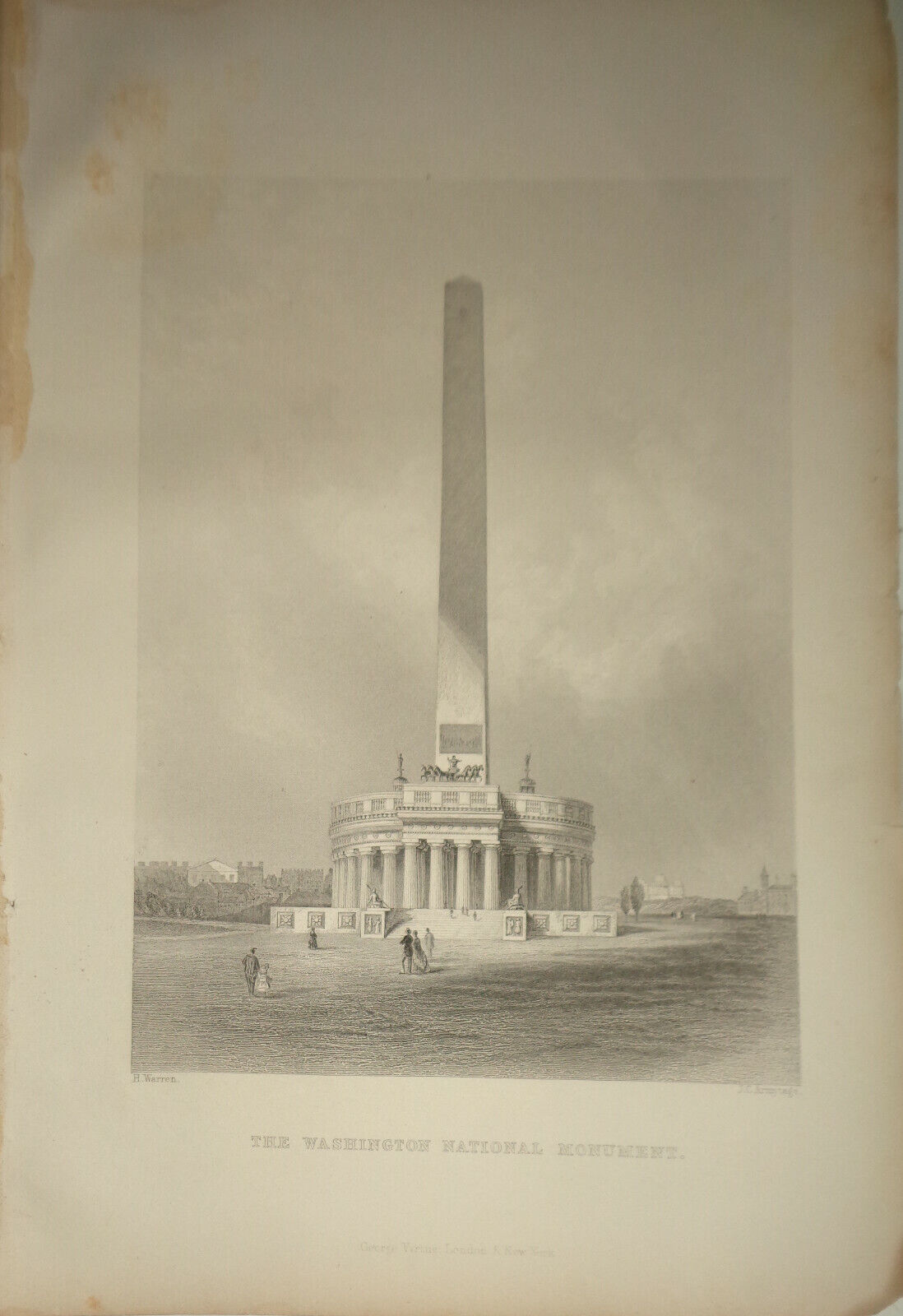 1860 The Washington National Monument -  H. Warren ; engraved by J.C. Armytage.