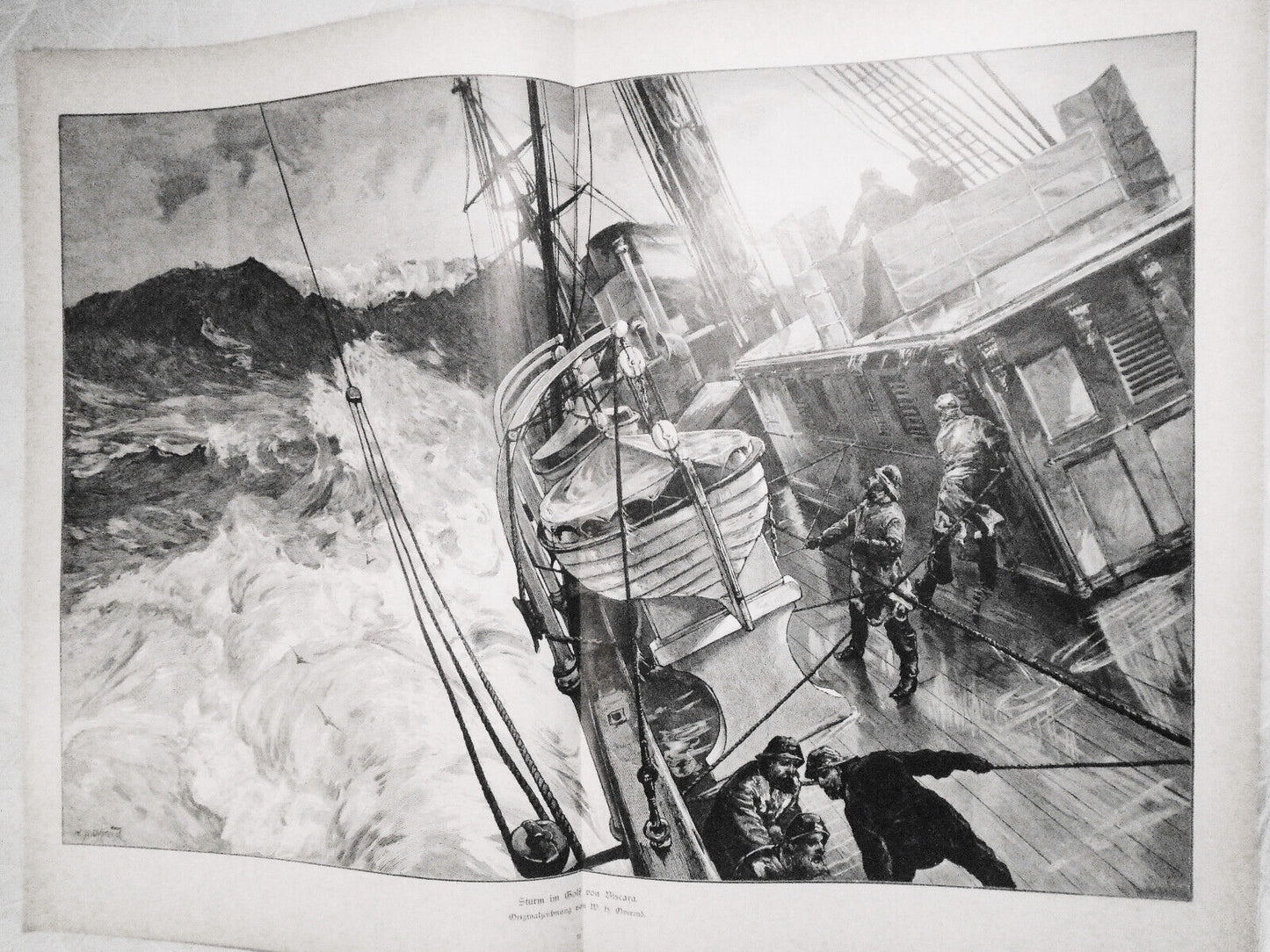 Sturm im Golf von Biscaya, by W. H. Overend -- 1886 - Original  22x16 in.