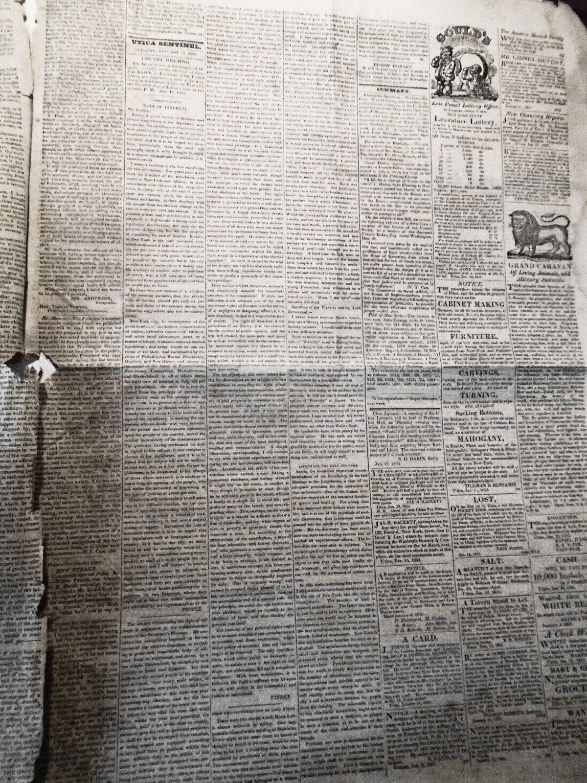 Utica Sentinel, January 18, 1825. General Lafayette Act in Congress & response..