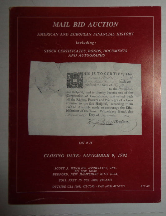 MAIL BID AUCTION: AMERICAN AND EUROPEAN FINANCIAL HISTORY Scott J. Winslow 1992