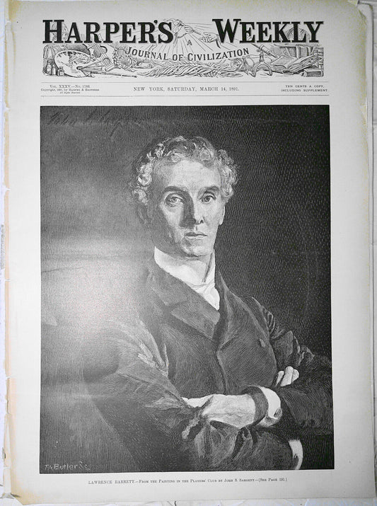 Lawrence Barrett, actor - Harper's Weekly, March 14, 1891 - original